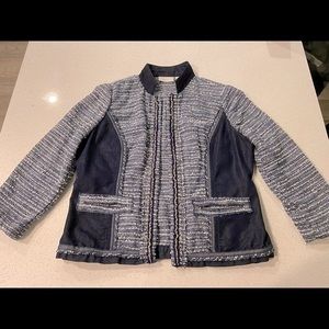Chico's Blue Tweed Open Jacket Women's Size M
